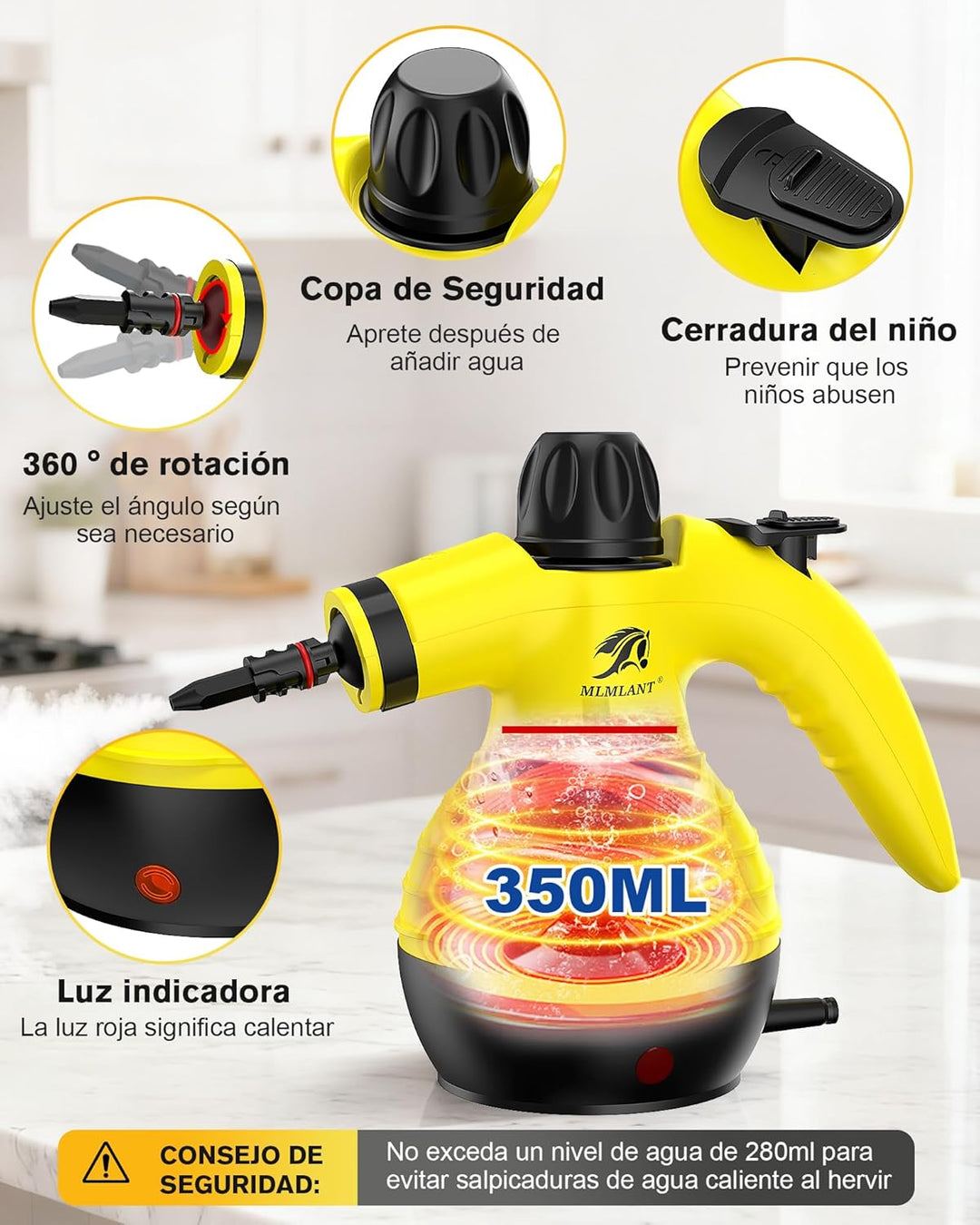 MLMLANT Steam cleaner,Handdampfreiniger, multifunktional ampfreiniger für den Hausgebrauch, inklusiv