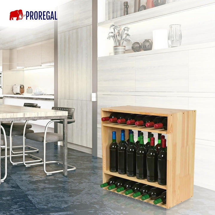 PROREGAL Modulares Weinregal VINCELLAR MOD | HxBxT 60x60x30cm | Standflaschen Modul für 32 Flaschen