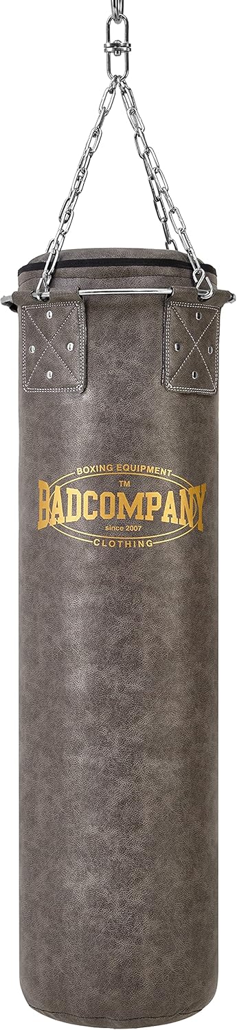 Bad Company Vintage Boxsack inkl. Heavy Duty Vierpunkt-Stahlkette und Metallring I Kunstleder Punchi