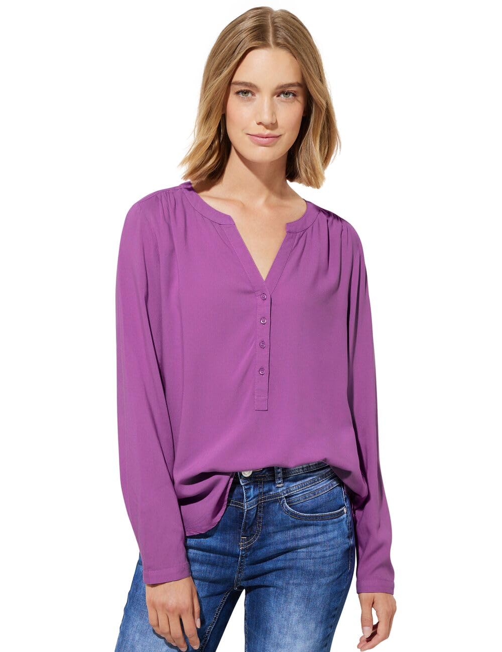Street One Damen Bluse in Unifarbe 38 Meta Lilac, 38 Meta Lilac
