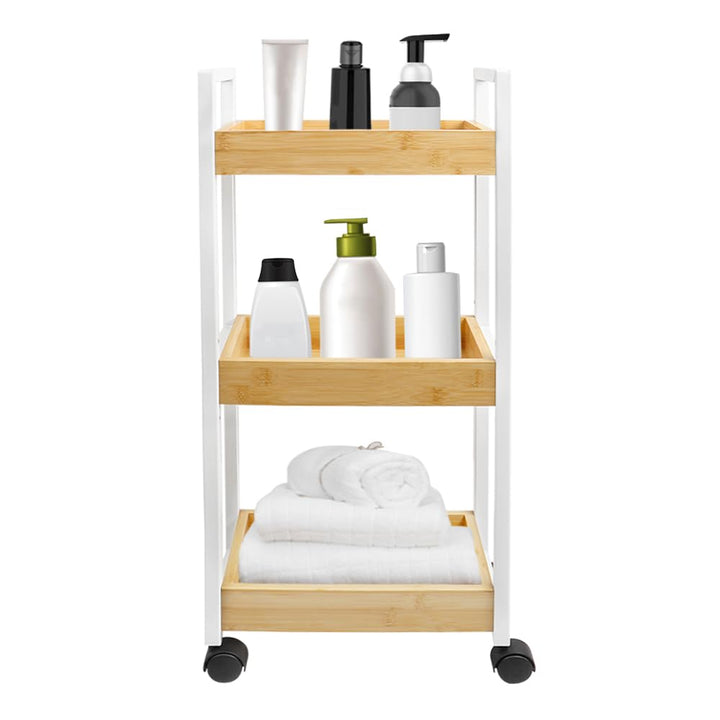 homewell Rollwagen Küchewagen mit 3 Ebenen, Servierwagen, Regal auf Rollen für Küche, Schlafzimmer,