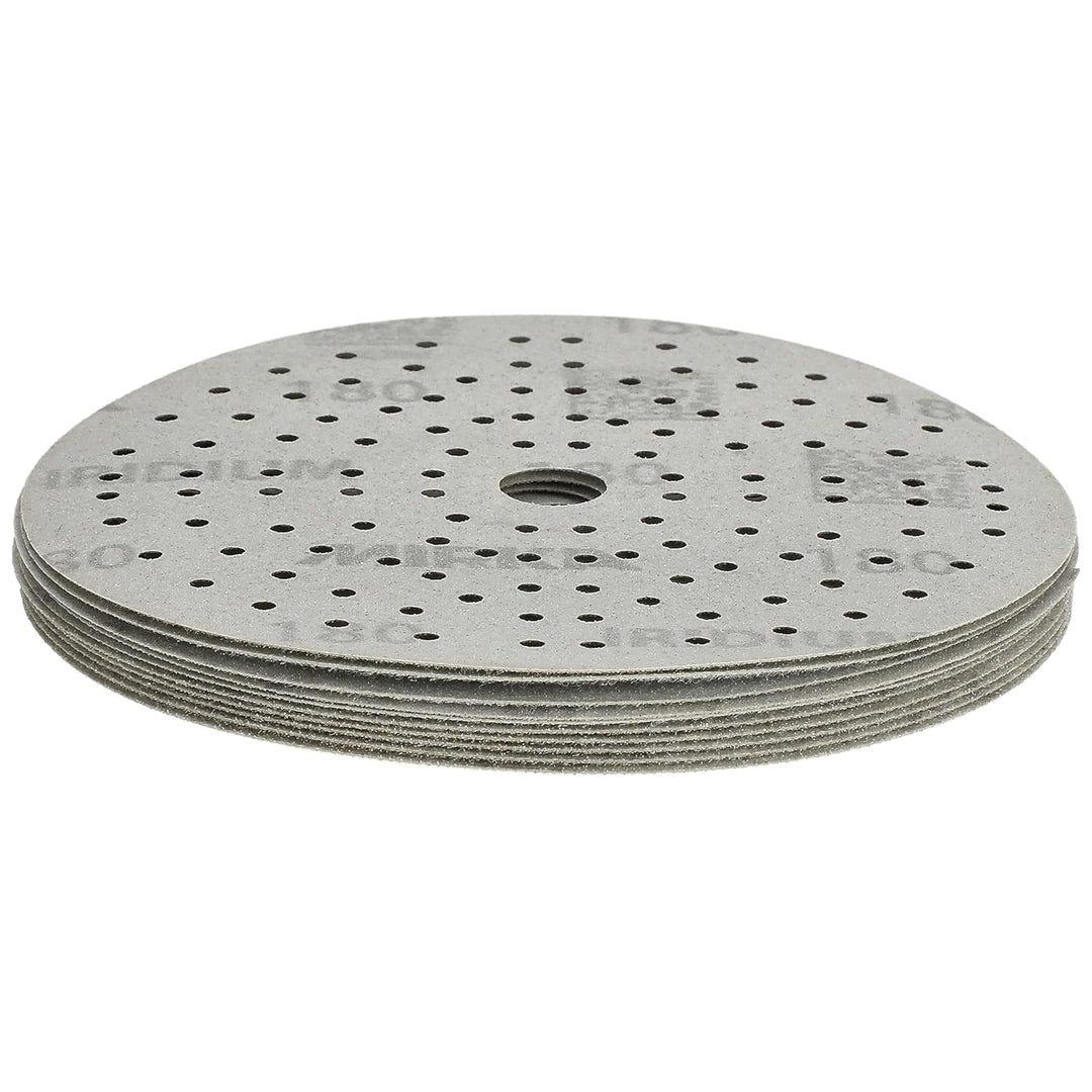 Mirka Iridium Premium-Schleifpapier Ø 150mm Klett 121-Loch, Korn 180, 10 Stk/Zum Schleifen von Lack,