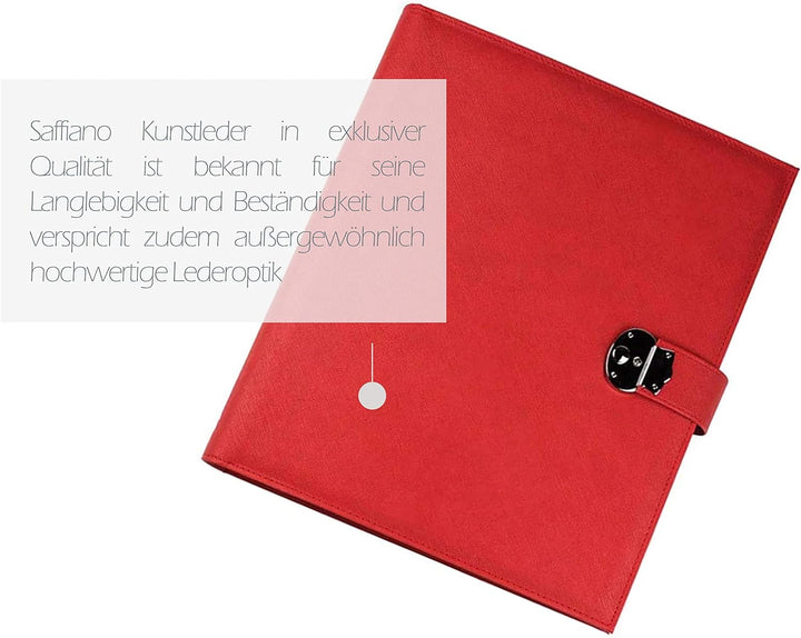 DELMON VARONE - Personalisierbare Dokumentenmappe DIN A4 mit Schloss & Schlüssel inkl. 3 Klarsichthü