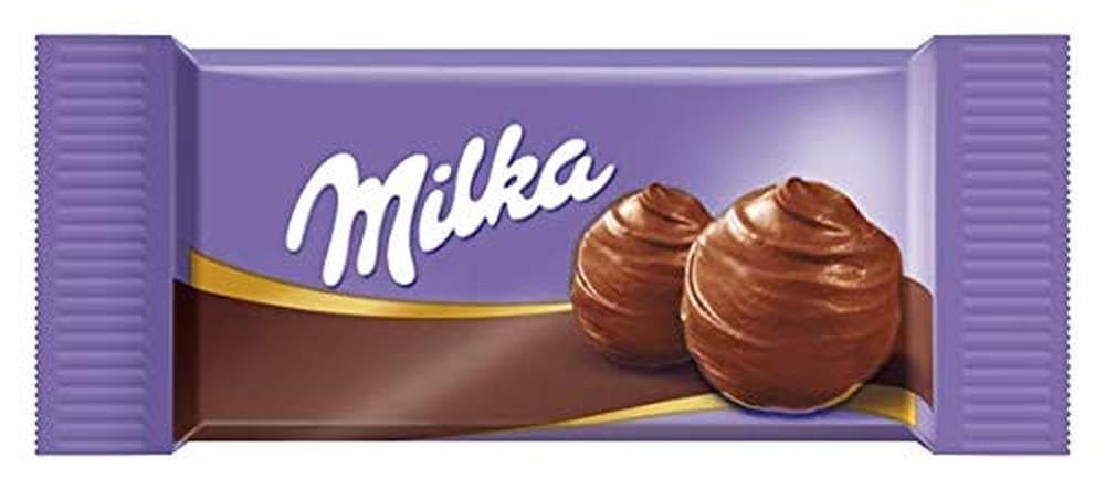 Milka Naps Mix 1 x 1,702 kg, Mini-Schokoladentäfelchen aus Alpenmilch, Erdbeer, Haselnuss und Crème