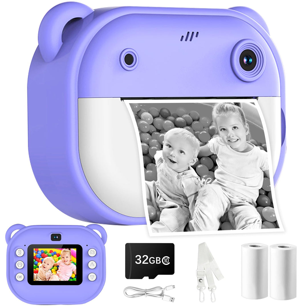 Sofortbildkamera Kinder, 1080P Dual-Linse Kinderkamera Sofortbildkamera, 2" Bildschirm Digitalkamera