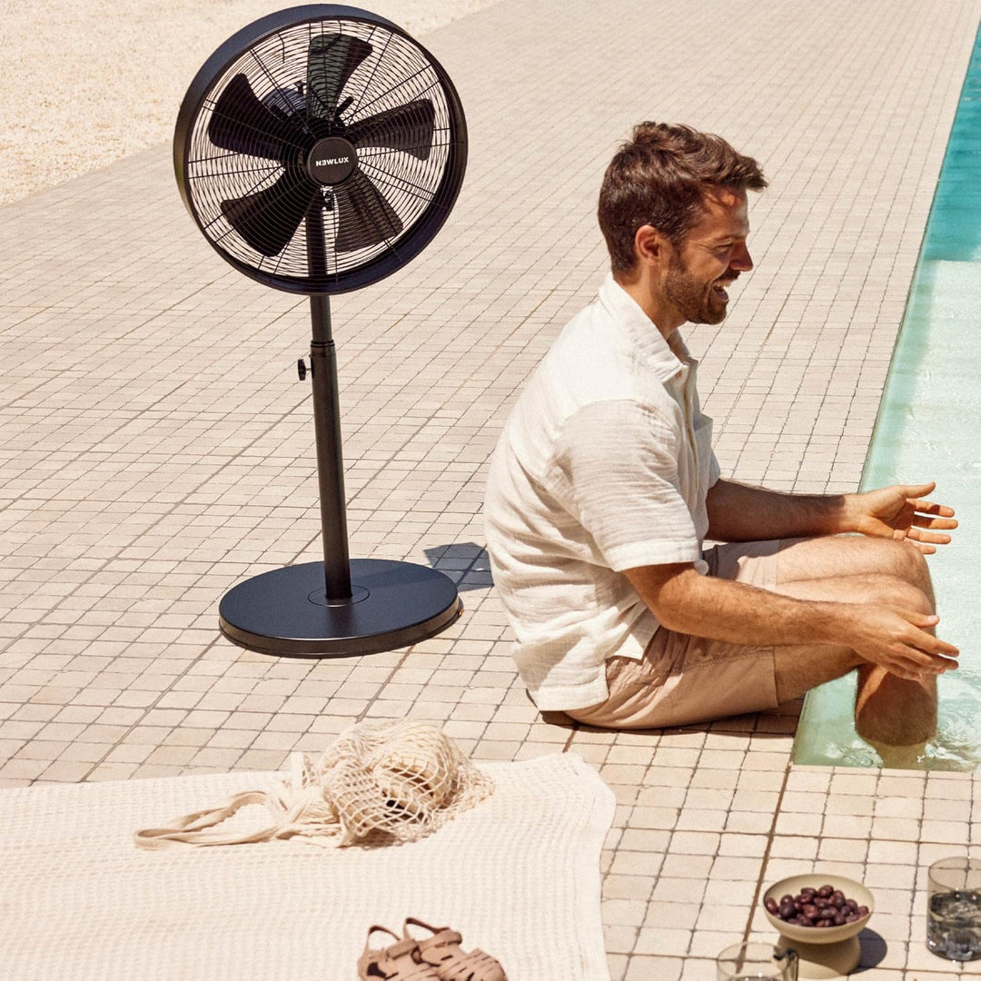 Newlux - Standventilator W1250 Smart mit 5 Flügeln mit Ø 40 cm, 3 Geschwindigkeiten und Kupfermotor,