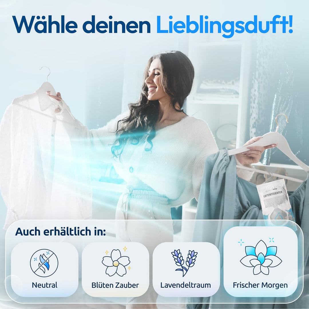 PEARWAY 10x Schrank Entfeuchter 500ml I Feuchtigkeits Beutel Frischer Morgen I Entfeuchter Schrank I