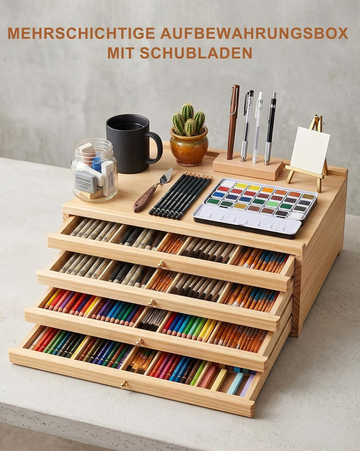 4 Schublade Holz Künstler Supply Aufbewahrungsbox: Schubladenbox Holz Zeichenutensilien Organizer 40