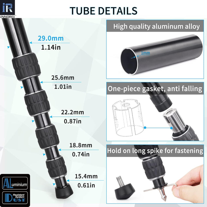 INNOREL RM285A Kamera Einbeinstativ Professionelles, tragbares, kompaktes Reise-Einbeinstativ aus Al