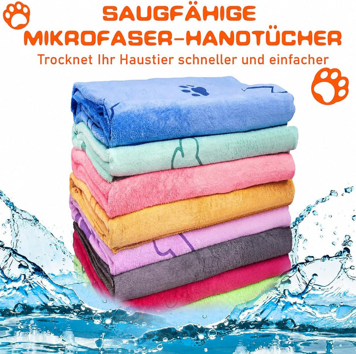 Hundehandtuch 8er Set, Mikrofaser-Handtücher 140 x 70 cm für Hunde &amp; Katzen | Extra Saugstark &amp; Weic