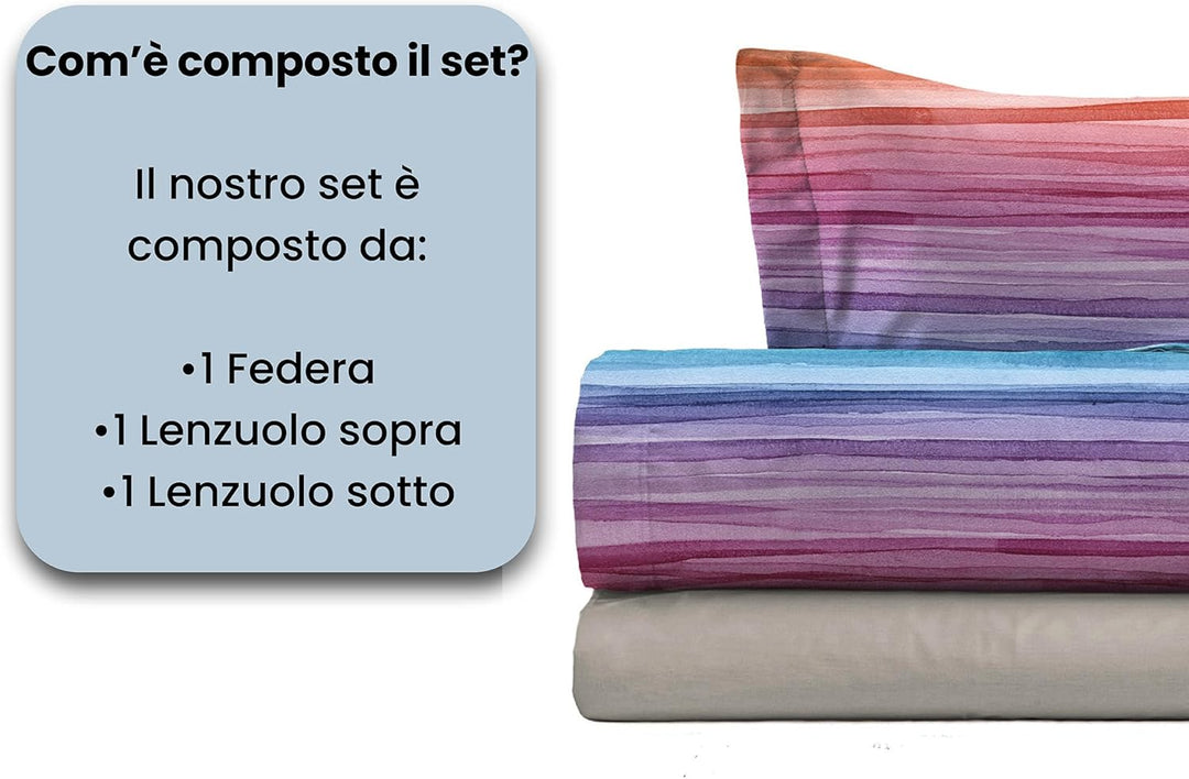 Fantasy Italian Bed Linen Bettwäsche, Rainbow, Kleine doppelte, Mikrofaser, Regenbogen Rainbow Klein