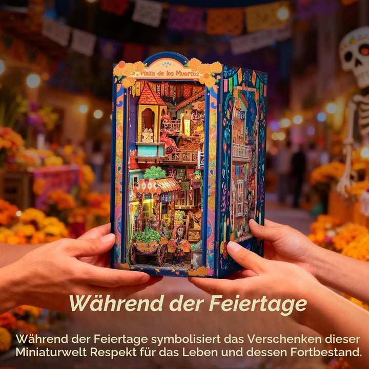 Cutefun Book Nook Kit für Erwachsene – Mexikanische Kunst & Kultur DIY Puppenhaus mit LED, 3D-Puzzle