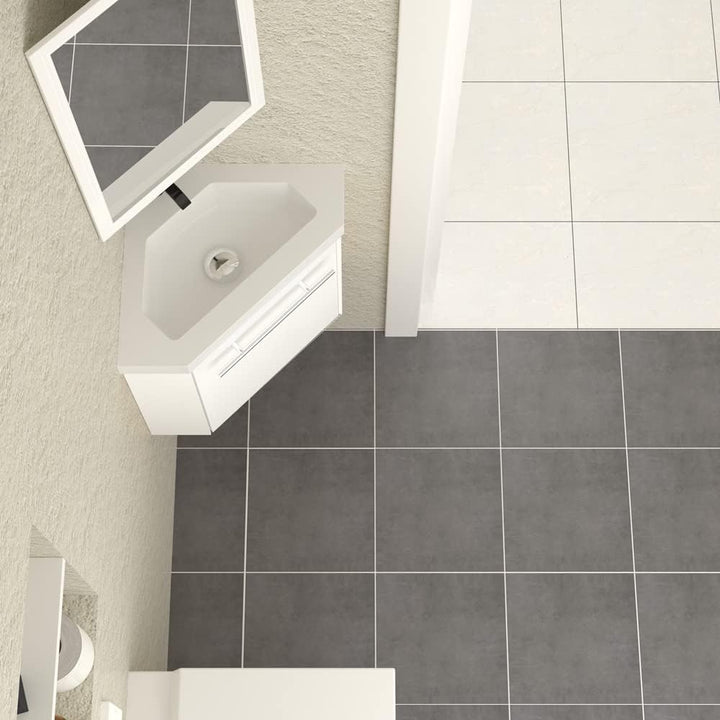 HAPAOSO Eckwaschbecken mit Unterschrank Gäste Wc Klein 40 cm Eckschrank Weiss 1 Soft-Close Türen Hän