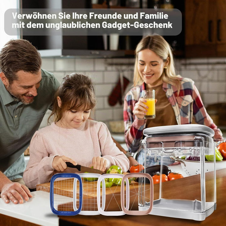 4-in-1 Pommesschneider Kartoffelschneider mit 4 Edelstahlklingen, Mehrzweck Gemüseschneider für Kart