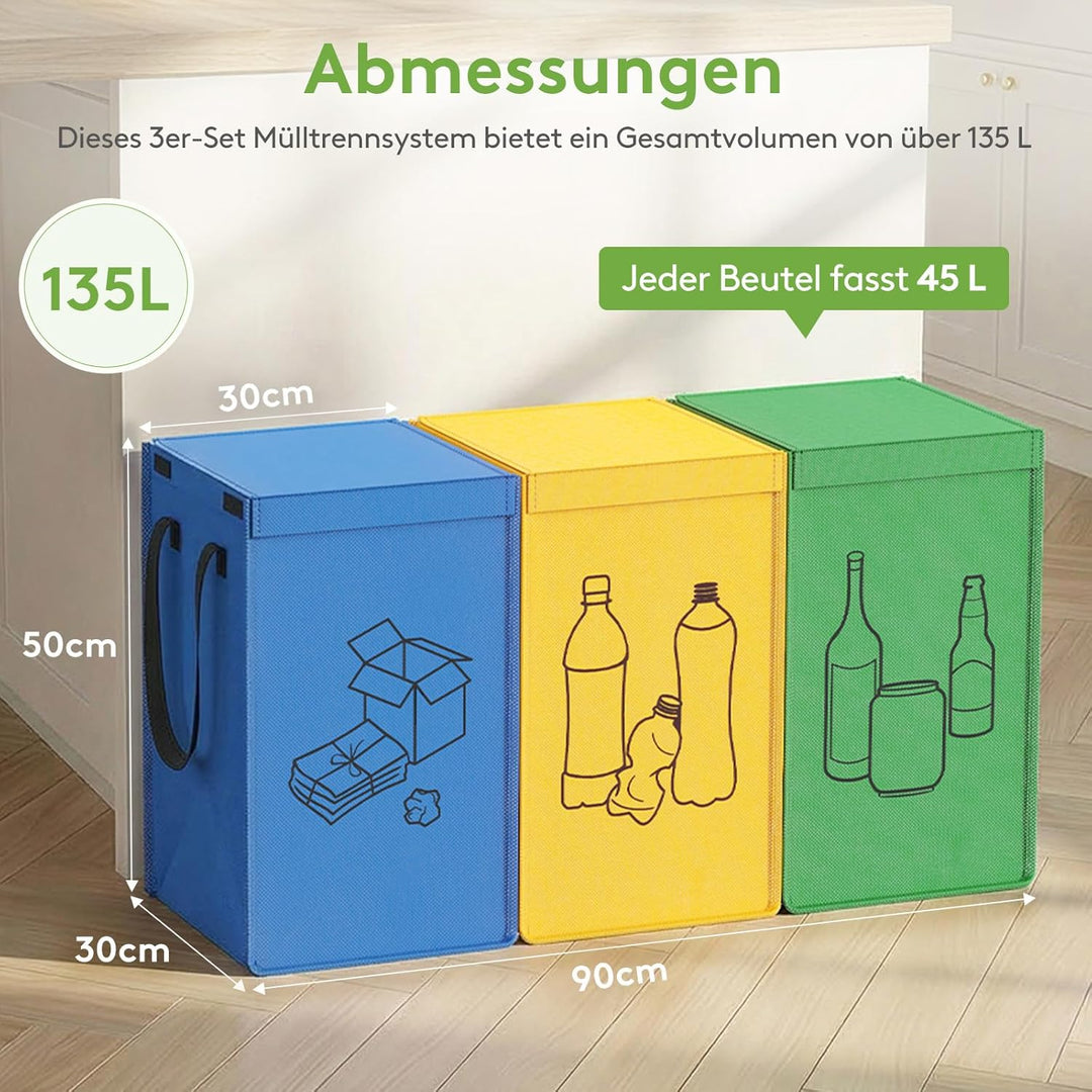 Lifewit Mülltrennsystem mit Deckel für Küche, Altpapier sammelbehälter und Pfandflaschen sammelbehäl