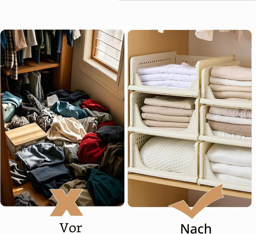 RMAN 6 Stück Kleiderschrank Organizer Faltbare Schrank Organizer Schubladenboxen Stapelbar Aufbewahr