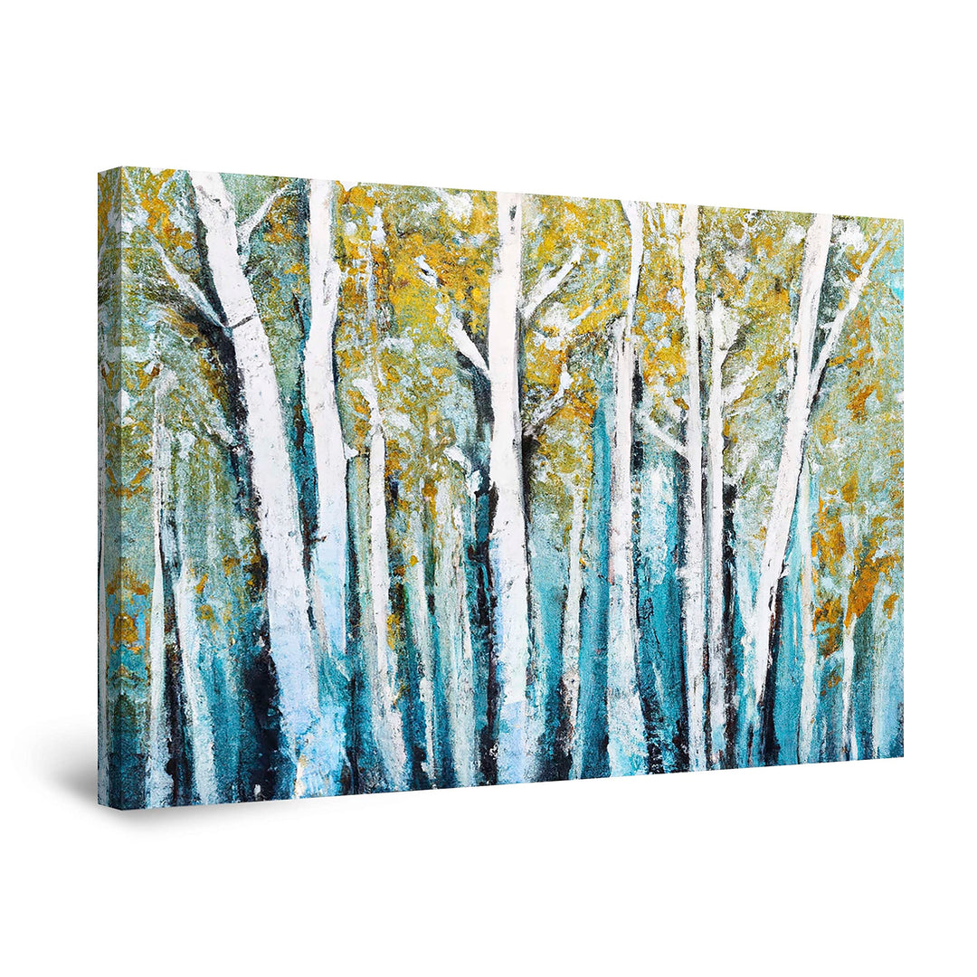 Startonight Leinwand Wandkunst – Abstrakte Gelbe Blaue Baum-Künstler-Malerei – Kunstwerk Fertig zum