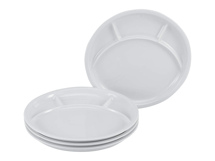 CreaTable, 22922, Serie Fondue und Grill-Teller UNIVERSAL, Geschirrset, Fondueteller 4 teilig Weiss,