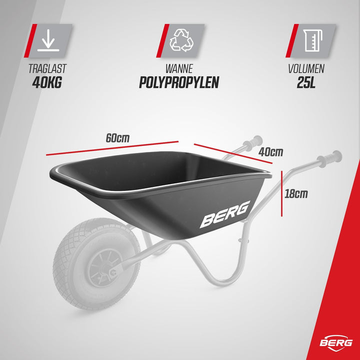 Berg Dempy Schwarz Schubkarre, Jungen und Mädchen, Gartenwagen Legierter Stahl, Spielzeug für Kinder