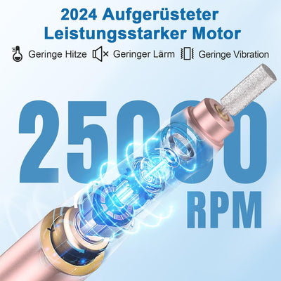 Akku Nagelfräser Kabellos, Auriox 12 in 1 Profi Fräser für Gelnägel 25000 u/min, Elektrische Nagelfe