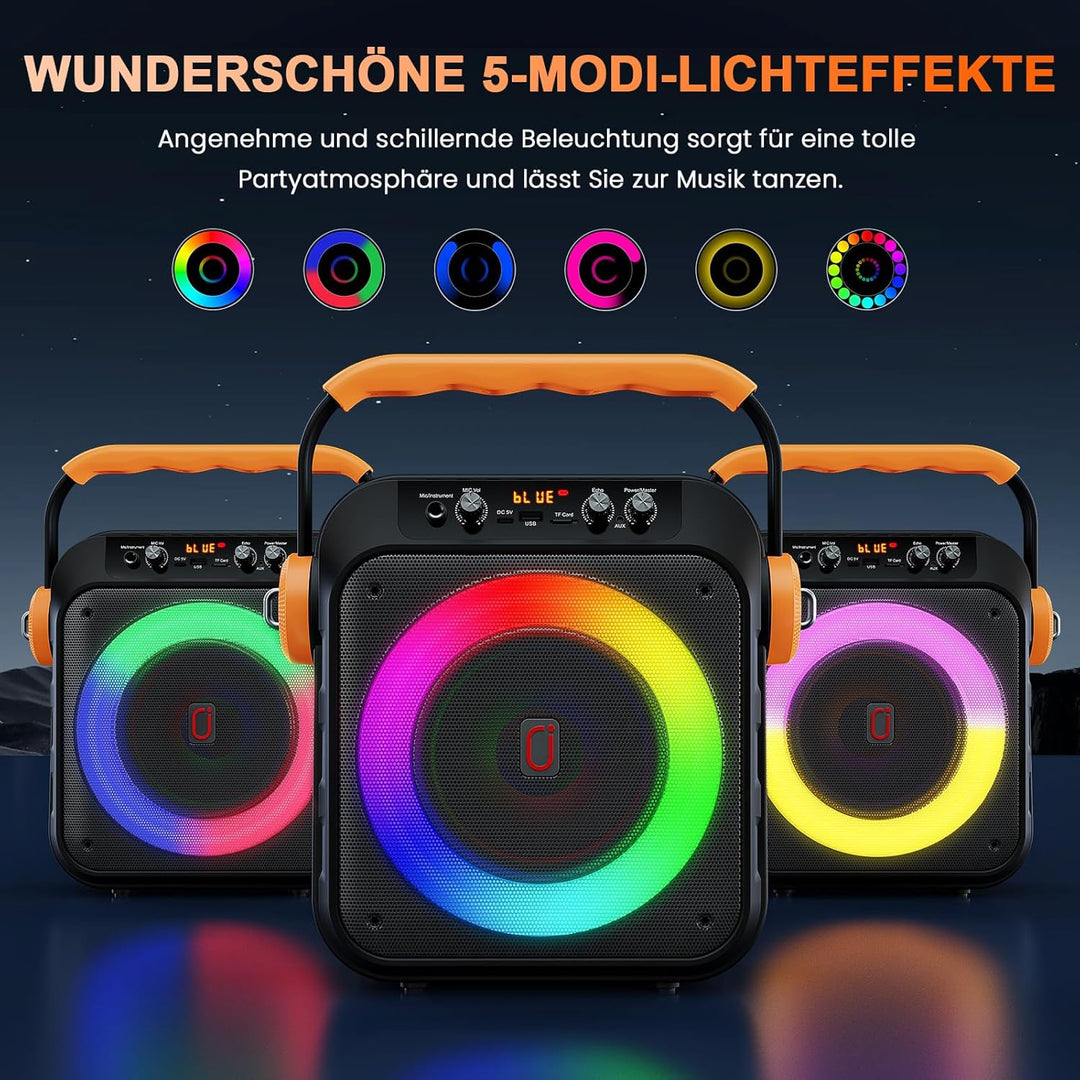 JYX Karaoke Maschine, Karaoke Anlage Mit 2 Mikrofonen, Tragbare Karaoke Maschine Mit 2 Drahtlosen Mi