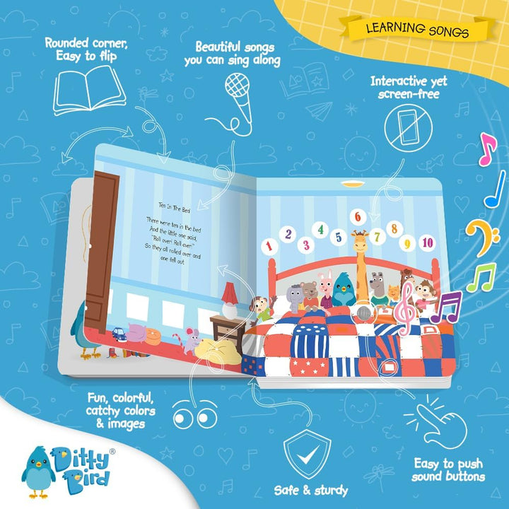 Ditty Bird | Learning Songs | Interactive Musical Book for toddlers 1- 3 | Sing-Along boardbook for