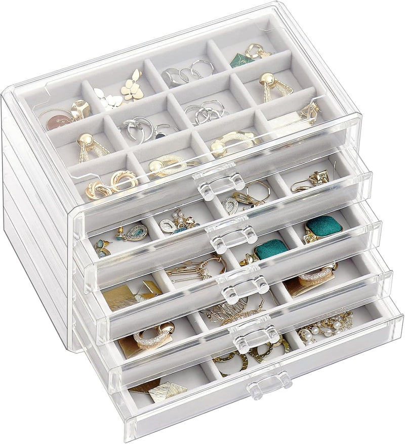 ProCase Acryl Schmuck Organizer Schmuckschatulle für Damen Durchsichtige Schmuckaufbewahrung Schmuck
