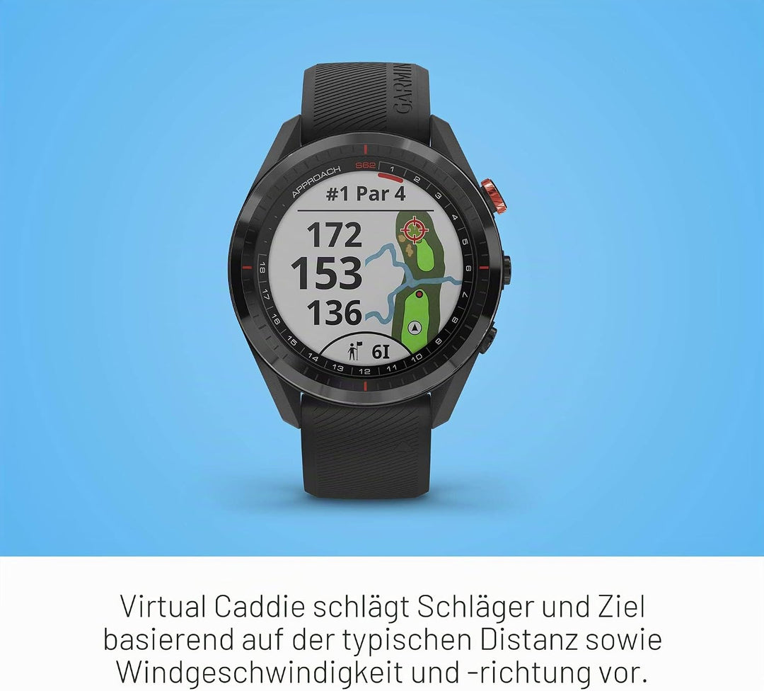 Garmin Approach S62 Bundle, Premium-Golf-GPS-Uhr mit 3 CT10 Club-Tracking-Sensoren, integriertem vir