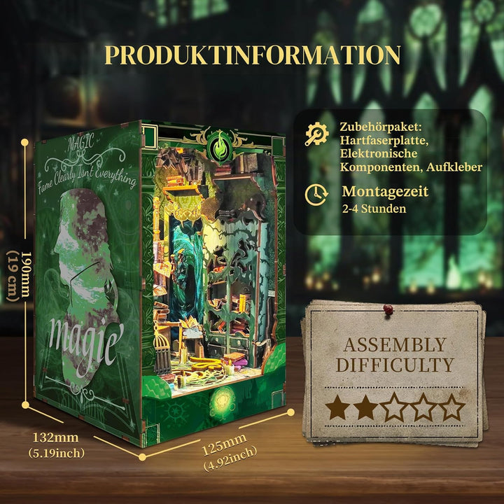Book Nook Kit für Erwachsene: LUMYCE Holzpuzzle DIY Miniatur Haus 3D Puppenhaus - Buchstütze für Büc