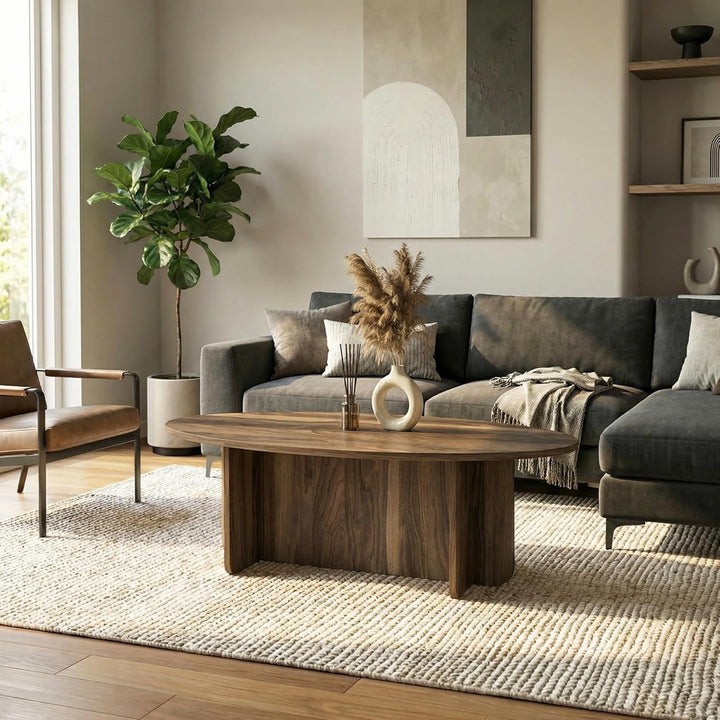 moebel17 Couchtisch Luminous Ratan 120x60 cm (Walnuss), Walnuss