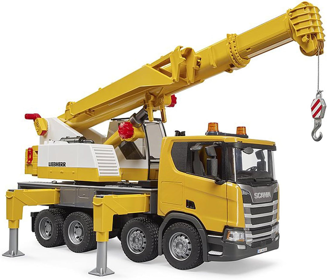bruder 03571 - Scania Super 560R Liebherr Kran LKW mit Light & Sound Modul - 1:16 Fahrzeuge, Baufahr