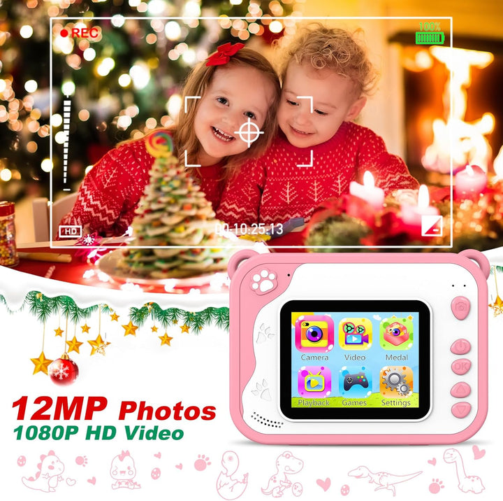 Ushining Sofortbildkamera für Kinder, Kinderkamera 10X Zoom Digitalkamera Kinder 2,4 Zoll Bildschirm