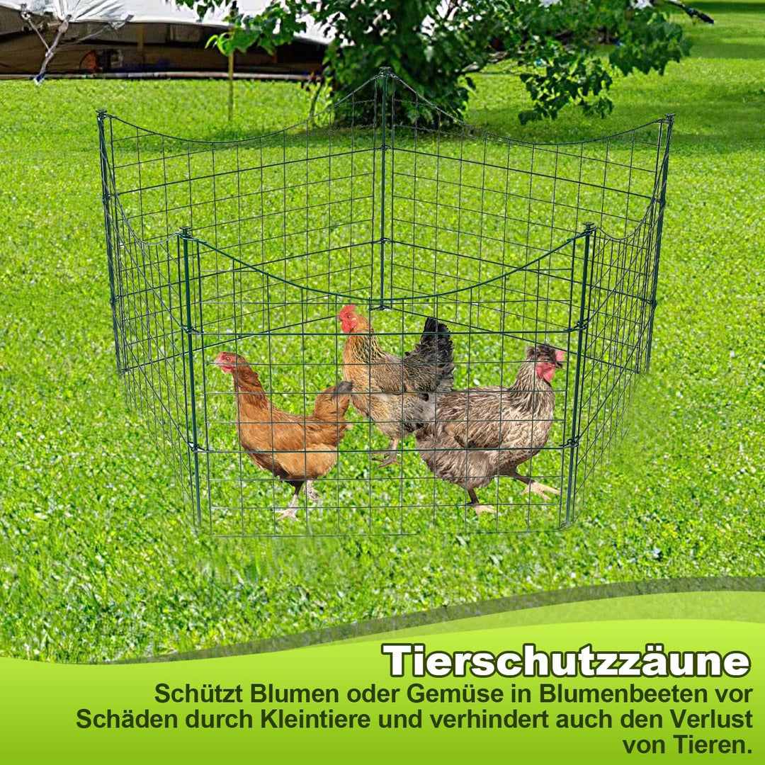 Joparri Teichzaun, 22 Stück Set Gartenzaun Metall Teichzaun, Steckzaun Gitterzaun - 10 Zaunelemente