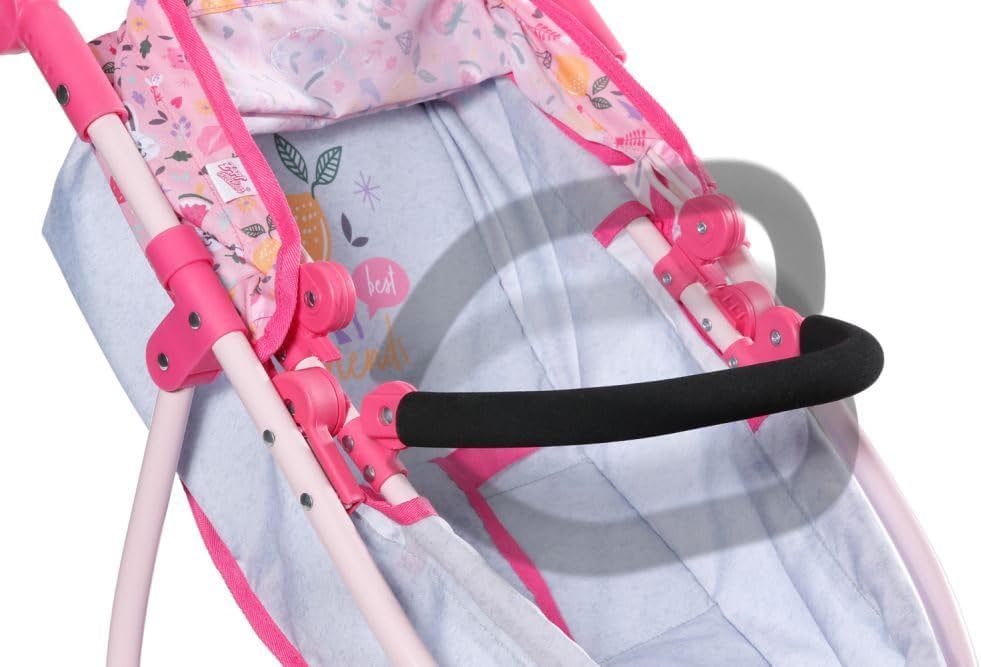 BABY born Deluxe Puppenwagen, Puppenwagen mit Verstellbarer Liege-Fläche und Griff, 834145 Zapf Crea