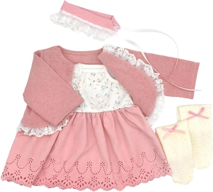 Puppenkleidung für 50-55 cm Baby Puppen mit Stirnband Mantel Kleid und Socken, 2-Packungen