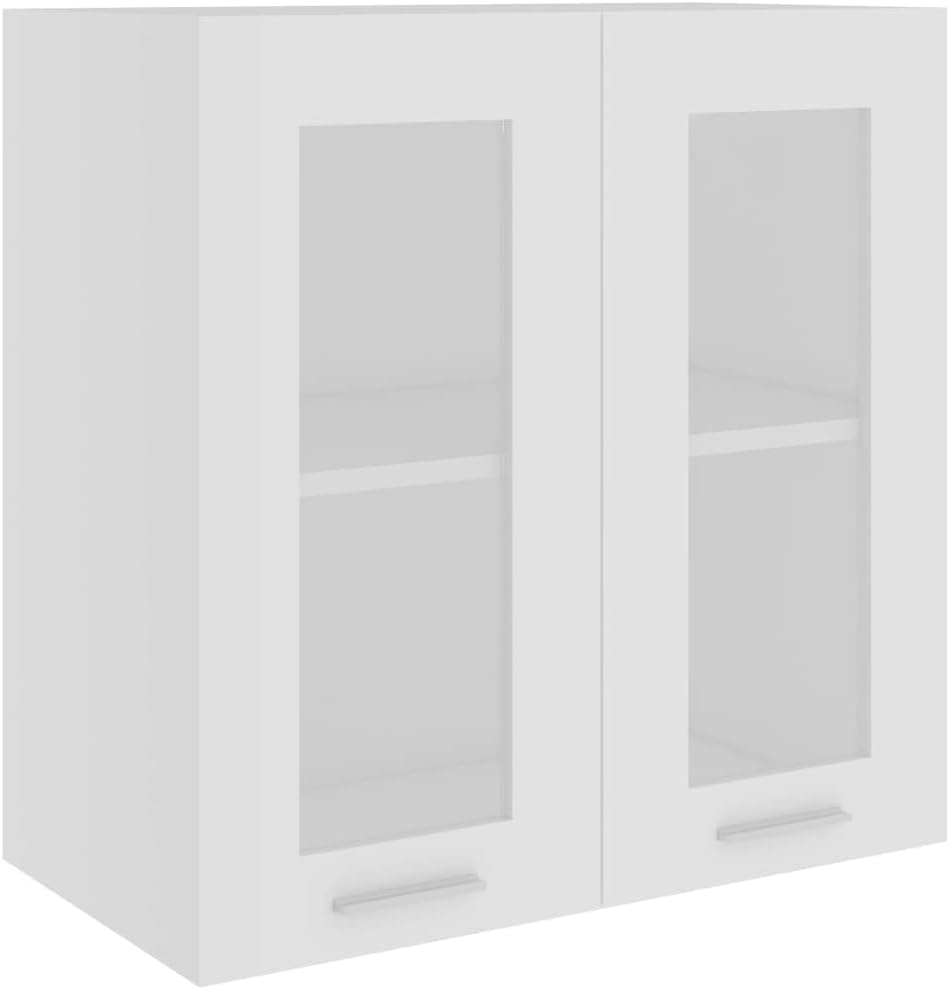 Refined Hängeglasschrank Lyon Weiss 60x31x60 cm Holzwerkstoff 1xausGlas(2Türen)60cm,60cm Weiss, 1xau