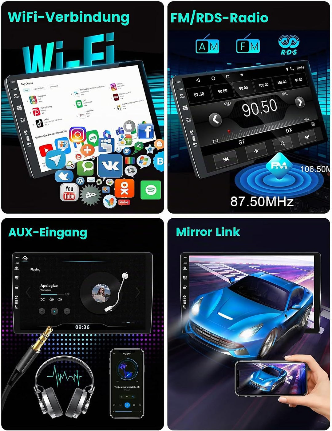 Android 12.0 Autoradio für Mitsubishi Lancer 2008–2016 – kostenlose Rückfahrkamera – 10 Zoll IPS – u