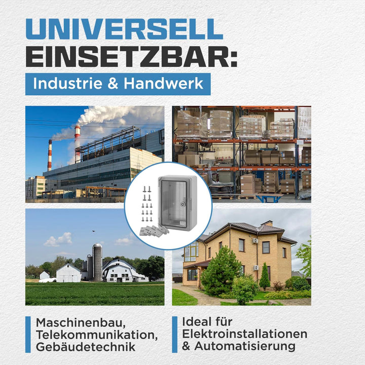 BOXEXPERT® Verteilerkasten aussen wasserdicht [ABS Kunststoff IP65 Gehäuse inkl. Sichttür] grau (Ser
