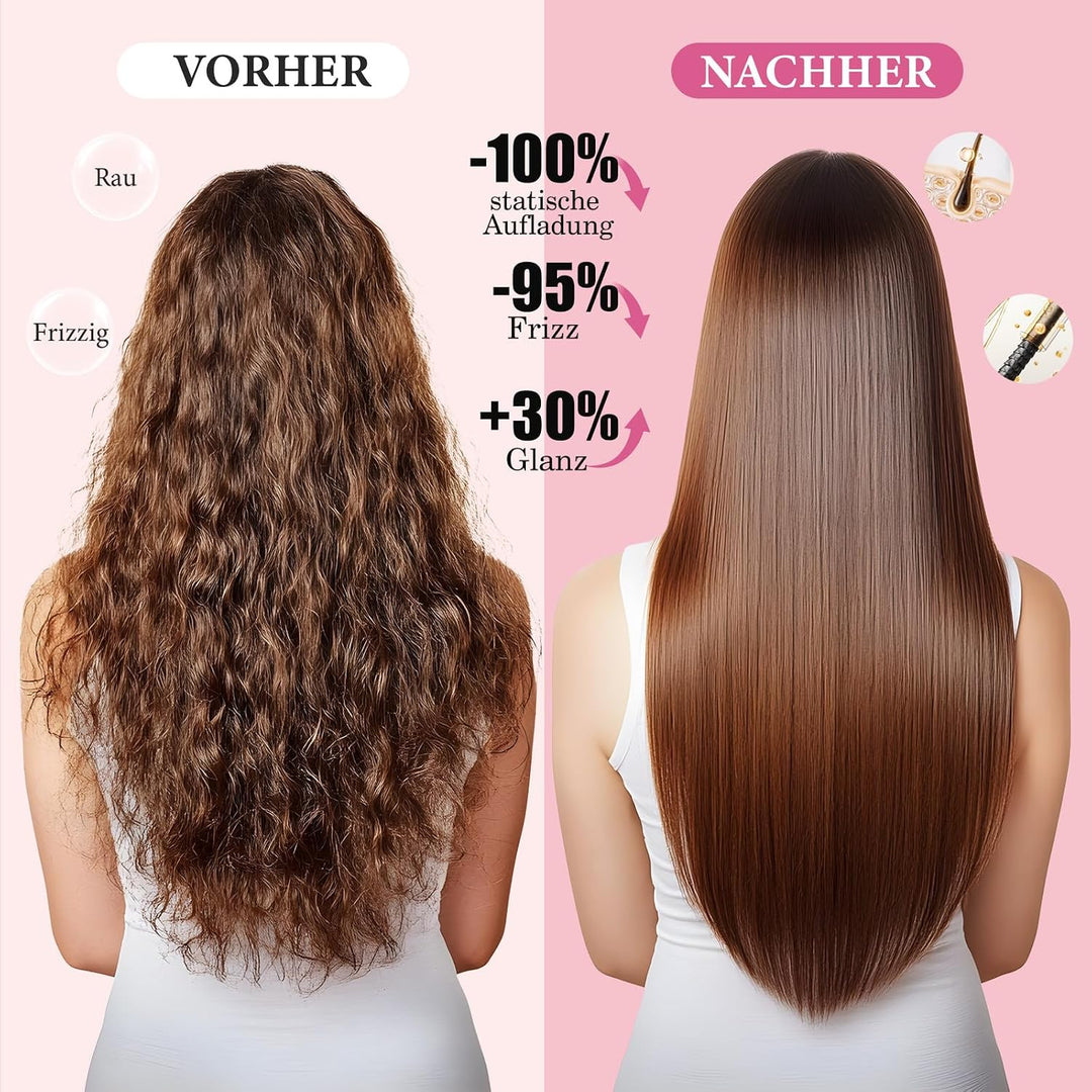 Go Brush Pro Glättbürste Kabellos, Stylingbürste für kurze Haare Langes, Glättungsbürste mit LCD-Anz