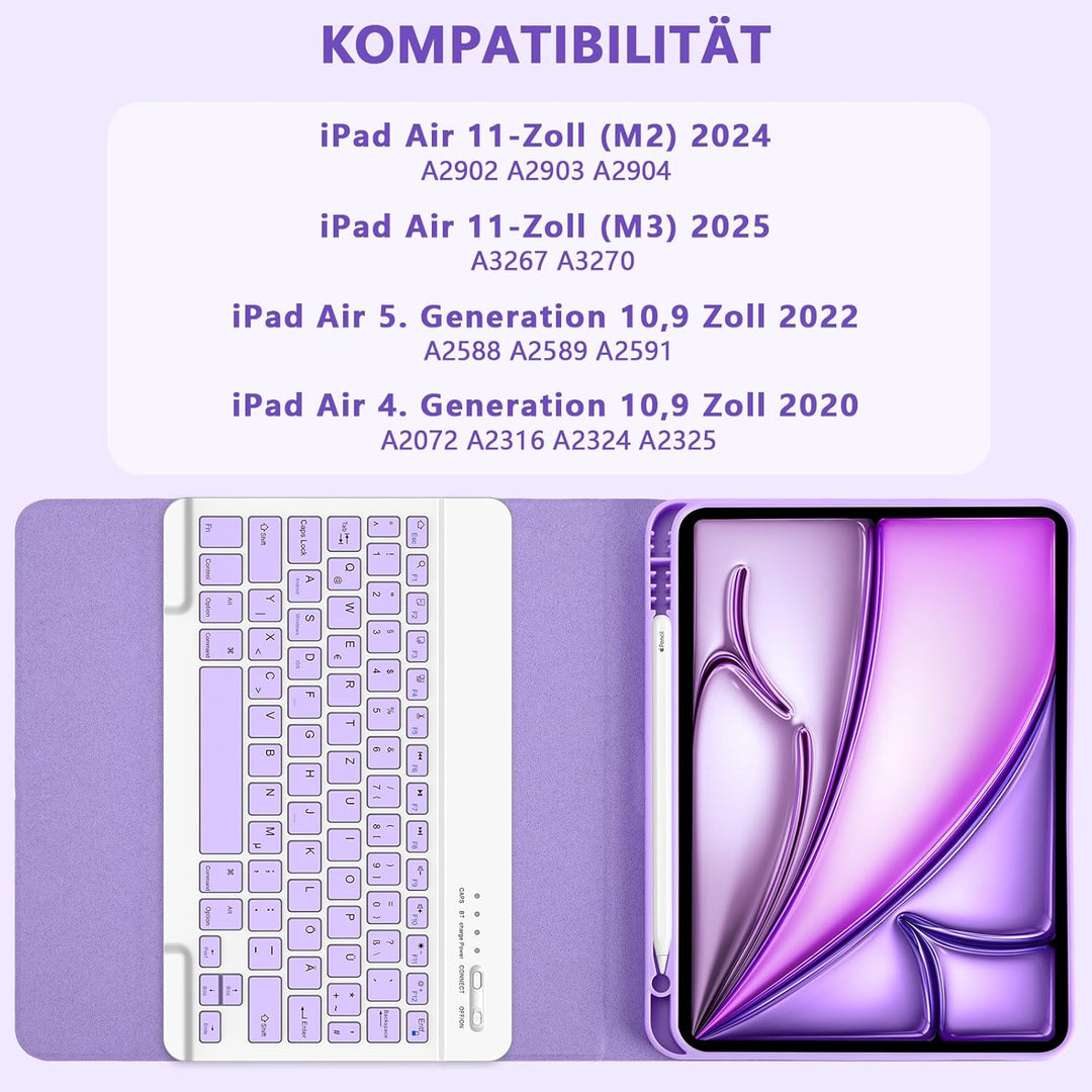 Tastatur Hülle für iPad Air 11"(M2&amp;M3) 2024/2025/iPad Air 5 Gen 2022/iPad Air 4 Gen 2020 10.9&