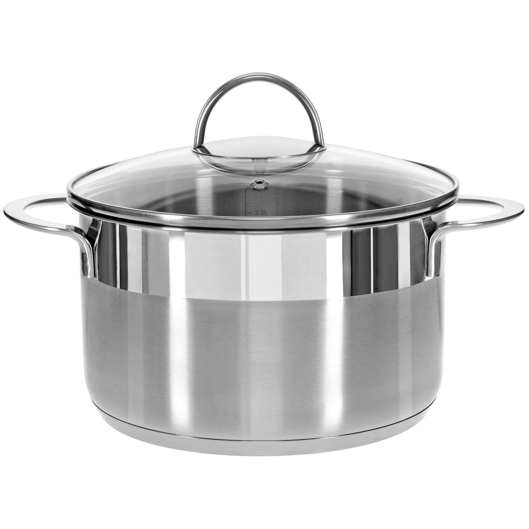 GRÄWE Kochtopf inkl. Glasdeckel, 3 l, Spülmaschinengeeignet, Topf für Induktion, Edelstahl, Ø 20 cm,
