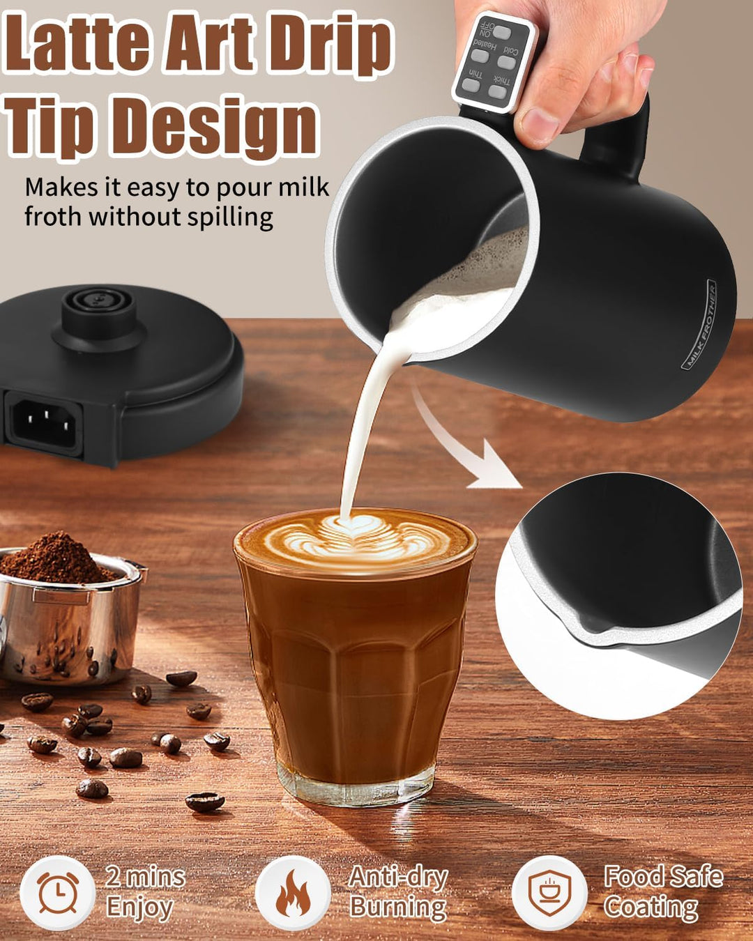 Elektrische Milchaufschäumer 4-in-1 Automatische Induction Milch Frother 500 ML Kapazität für Latte