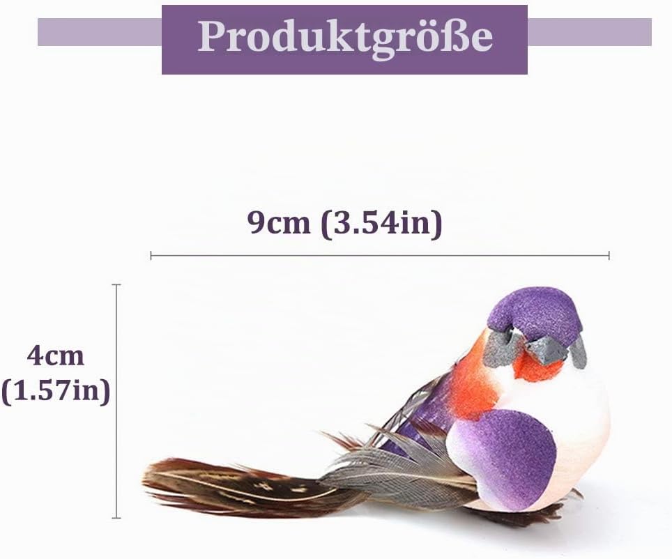 Yolococa Künstliche Vögel aus Federn mit Klammern, Weihnachtsbaum, Dekoration, Vogelornamente, Mehrf