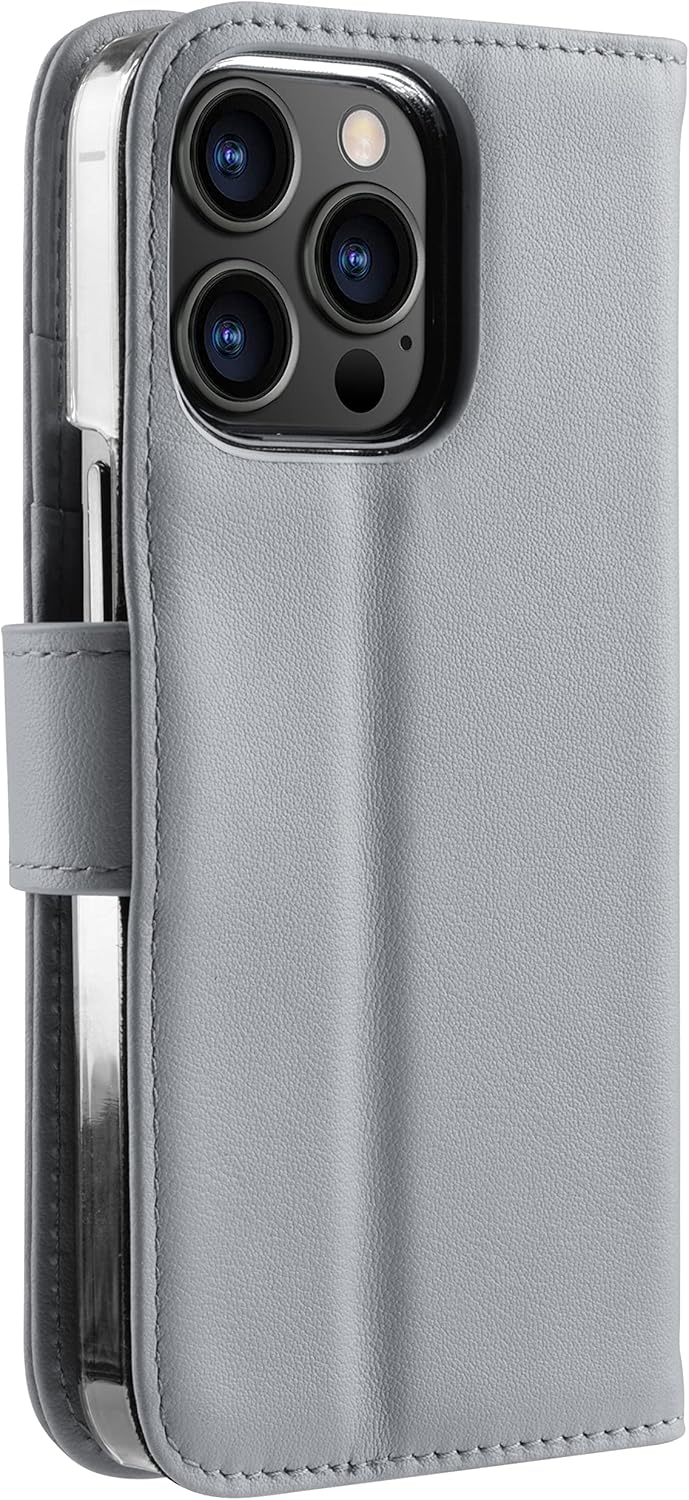 STILGUT Talis kompatibel mit iPhone 13 Pro Max (6.7“) Hülle mit Kartenfach aus Leder, Flip Cover, Wa