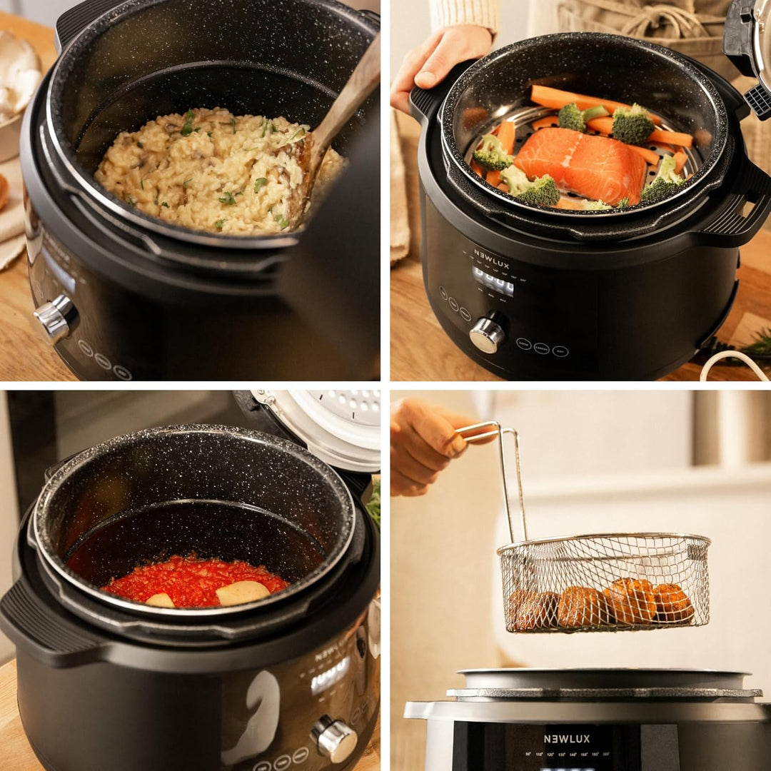NEWLUX - SmartChef V600 Multikocher 6L, 1200W, Schnellkochtopf mit 4 Druckstufen (90 kpa) und 17 Pro