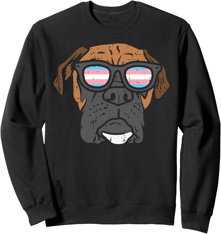 Boxer Transgender Sunglasses Trans Pride Flag LGBT Dog Sweatshirt