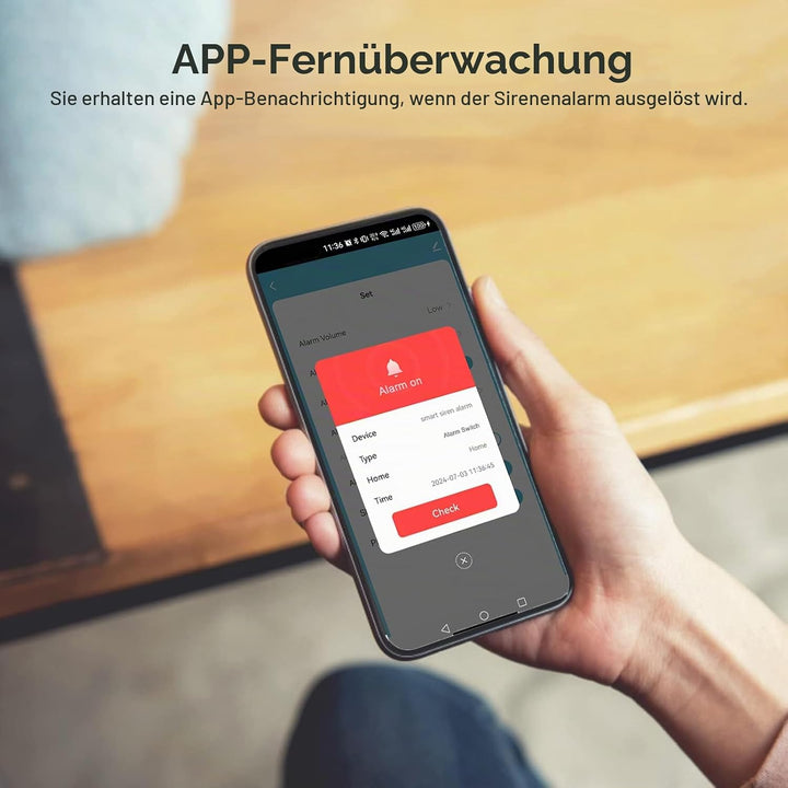 Smart Sirenenalarm, lautstark 100dB, kabelloser Alarm für Tür-Fenster-Sensor, 32 Arten von Alarmton