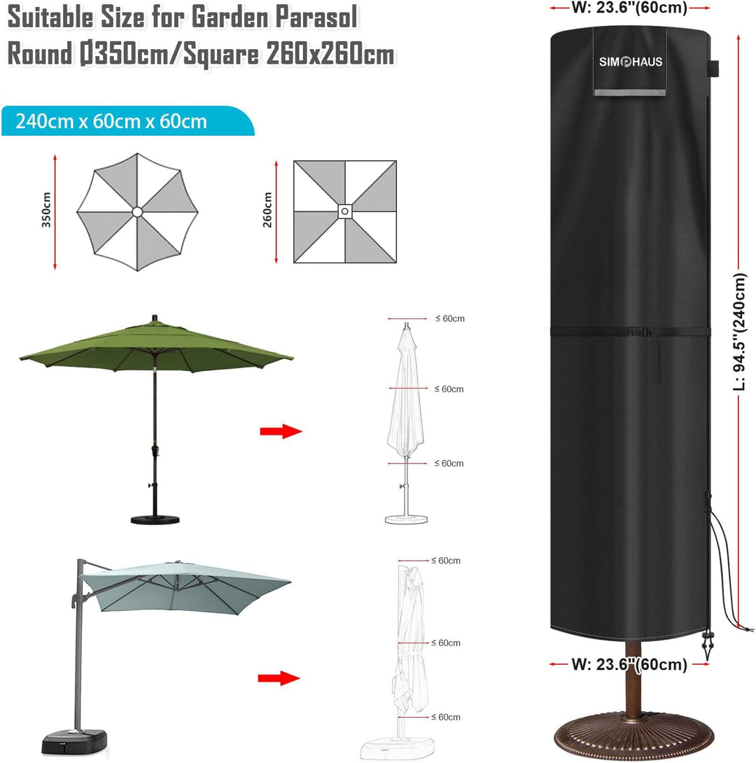 SIMPHAUS Sonnenschirm Schutzhülle Ampelschirm Abdeckung Schirm Hülle Sonnenschirm Abdeckung Wasserdi