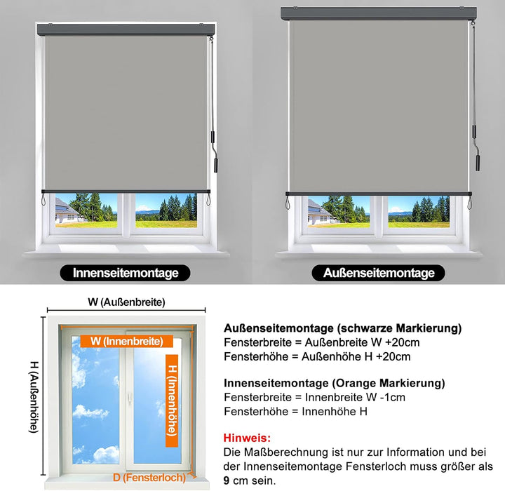 NAIZY Aussenrollo Senkrechtmarkise Ohne Bohren Verdunkelungsrollo Klemmfix mit UV Schutz, Reflektier