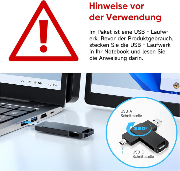 15.6" Laptop Screen Extender, FHD 1080P IPS Laptop Bildschirm Erweiterung, Plug & Play Triple Displa